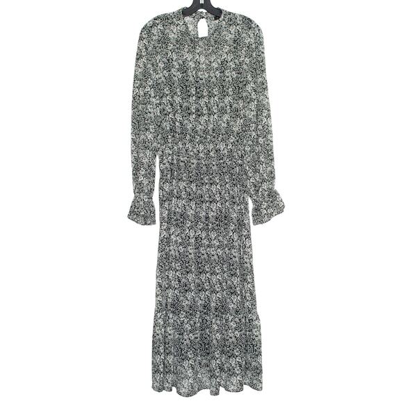 Banana Republic Dress Whimsigoth Cottage Fairy Goth Floral Midi Black 16 Tall - Picture 1 of 4